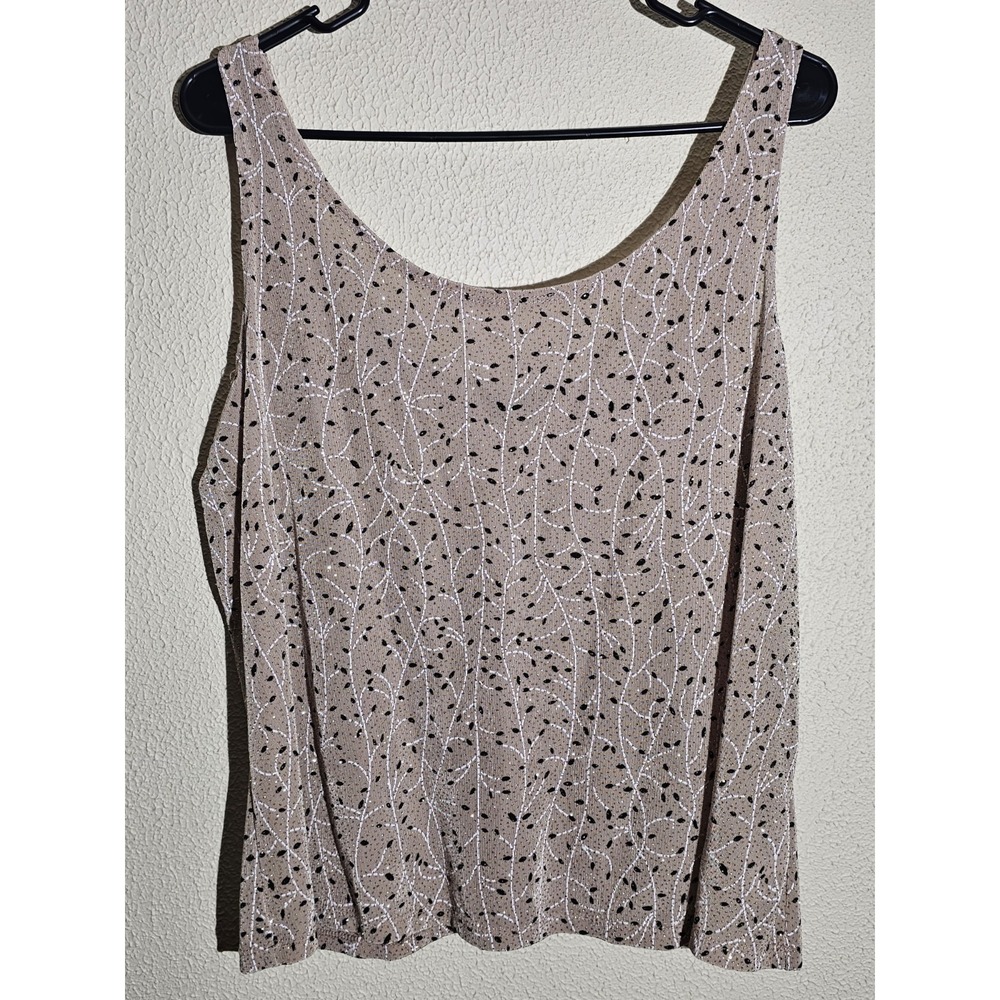 Onyx Nite Evening Sparkle Tank Top Scoop Neck Stretchy Sz XL Glamour Semi Formal